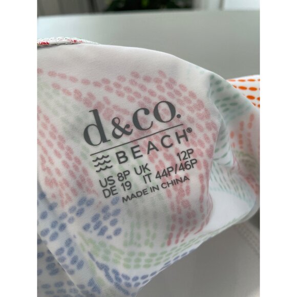 Denim and Co Beach Petite V Neck Ruched Waist Swim Dress Size 8P Multi Parrot - Picture 7 of 10